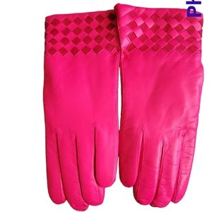 Madove of Florence Hot Pink Leather Gloves Size 8 NWT